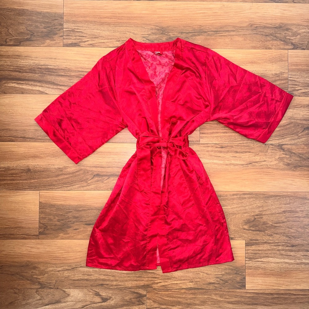 Esmara red floral rose lingerie robe